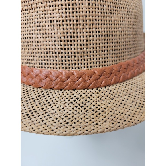 Bass Mens Paper Straw Fedora Hat 22" M? - Picture 6 of 9